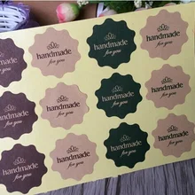 Lote de 120 unidades de pegatinas de papel Kraft de flores redondas hechas a mano para sellar productos hechos a mano, regalo multifuncional DIY