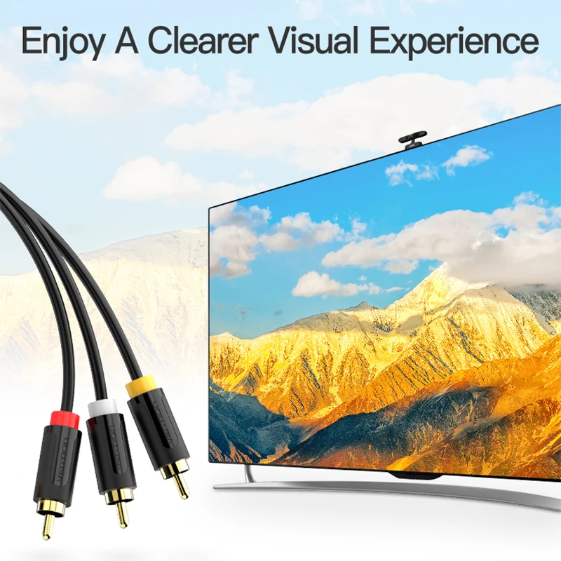 Аудиокабель Vention 3RCA позолоченный av кабель Папа папа аудиокабель RCA для STB DVD TV VCD
