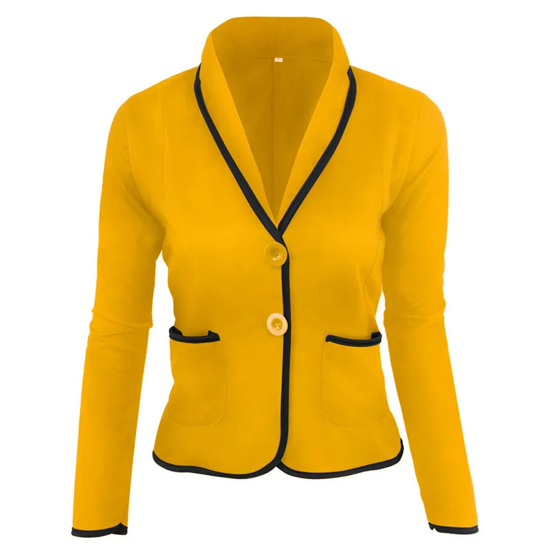 Желтый темно-серый цвет офисный костюм Блейзер Куртка женская мода длинный рукав женский элегантный пиджак костюмы для женщин размера плюс 6XL z0528