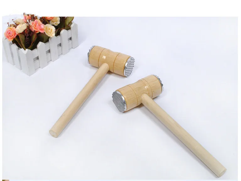 1PC New Wood Double Sides Stainless Steel Steak Pounder Meat Pounder Steak Hammer Cooking Tools OK 0499