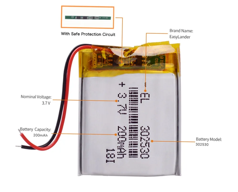 302530 3,7 V 200mah литий-полимерный аккумулятор для mp3 брелок игрока red scorpio premium st будильник навигатор