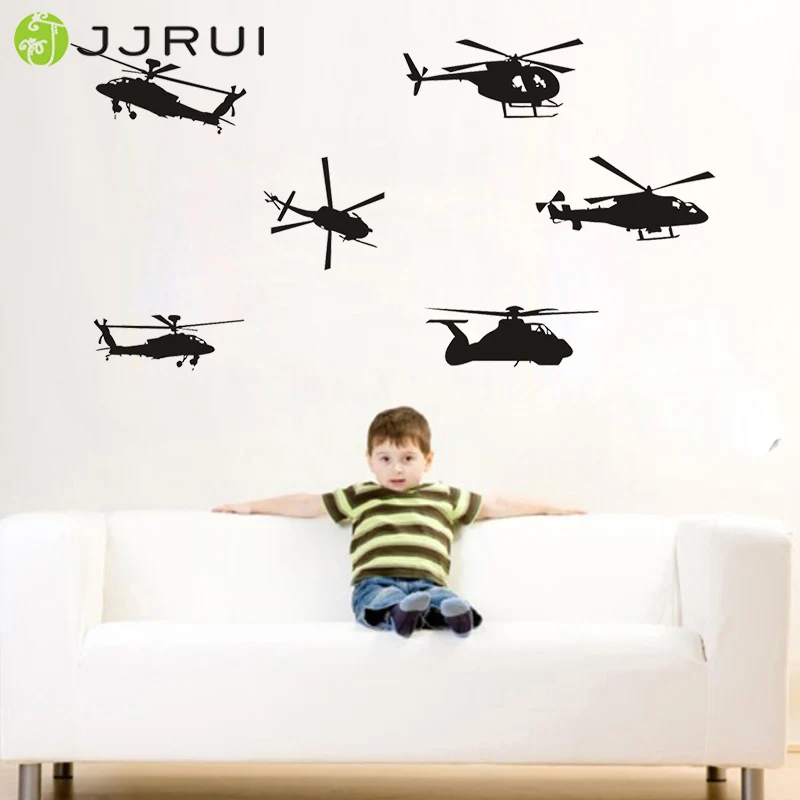 JJRUI Airforce Helicopter Vinyl Wall Decal Wall Art Decal Army Military Wall Stickers Room