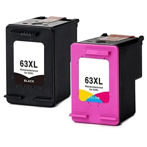 Ink Cartridges for HP 63 63XL, 1 Black + 1 Tri Color, High Yield Work with HP Envy 4512 4516
