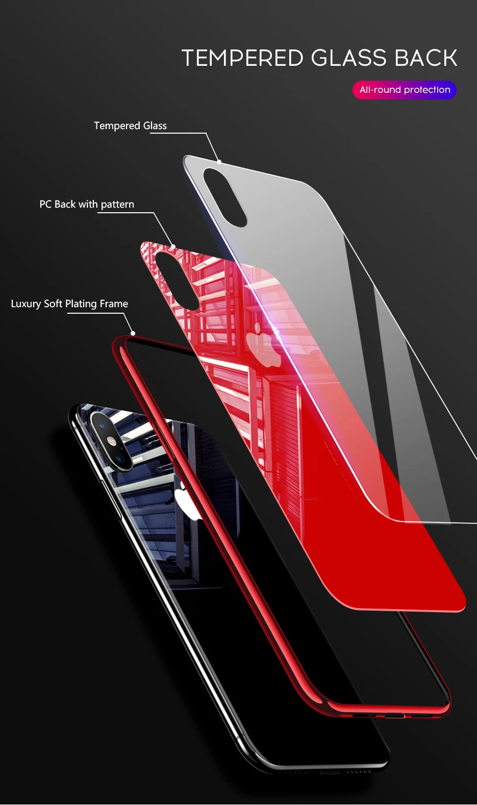Модный гальванический стеклянный чехол для iphone XR Xs max с рисунком логотипа, окантовка рамки для iphone 7 8 plus, стеклянная задняя крышка