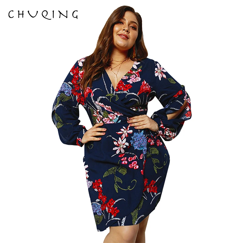 

CHUQING Large Size Women's New 2019 Spring and Summer Temperament Sexy Dress