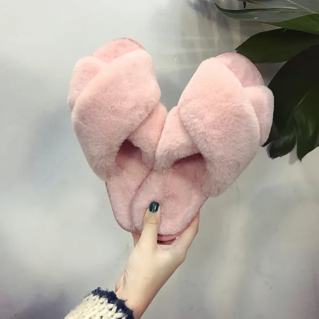 Fashion Shoes Indoor Home Soft Plush Slippers Cotton Drag Floor Plush Slippers Female Slip-resistant Cotton Plush Slippers