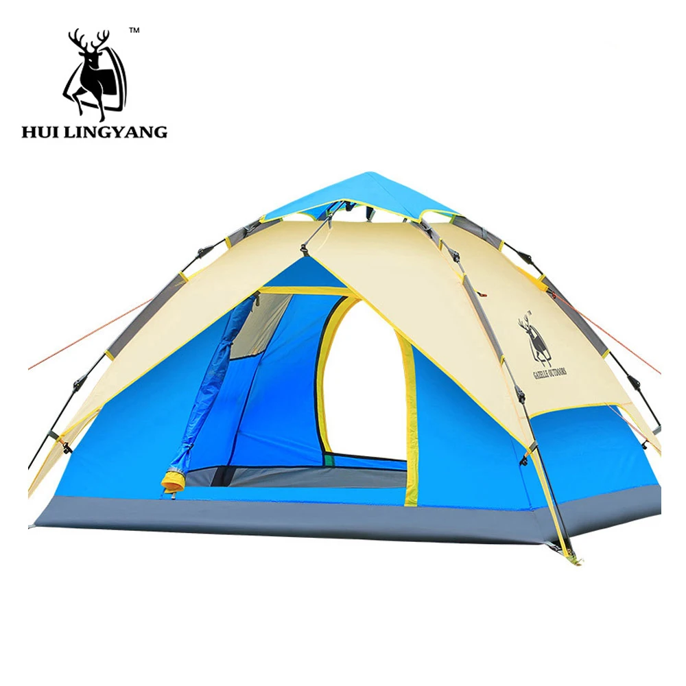 

3-4 person Camping Tent Hydraulic Waterproof Double Layer Tents Ultralight Outdoor Hiking Picnic Quick Automatic Opening Tent