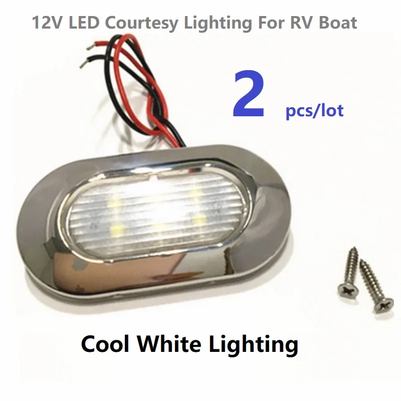 2x12V DC LED Courtesy Lights Cool White Waterproof Garden Accent Deck