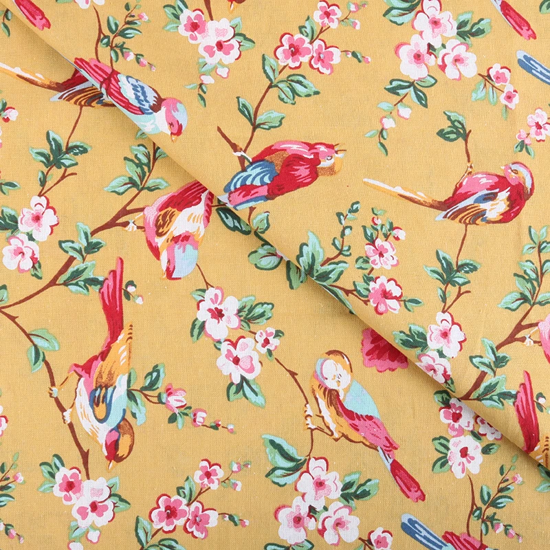 

Nangchuang Yellow Magpie Cotton Linen Fabric For Sofa Curtain Bag Cushion Furniture Cover Handmade Hometextile Cloth 50x145cm