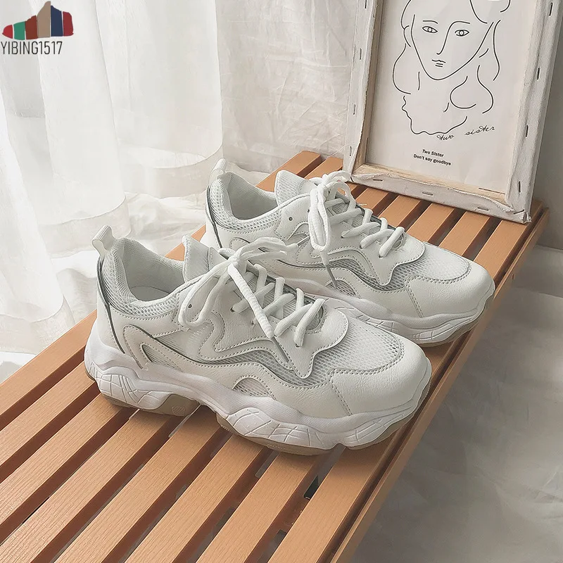 

YIBING1517 2019 Spring New Women Casual Shoes Mesh Comfortable breathable Platform Woman Sneakers Ladies Trainers chaussure