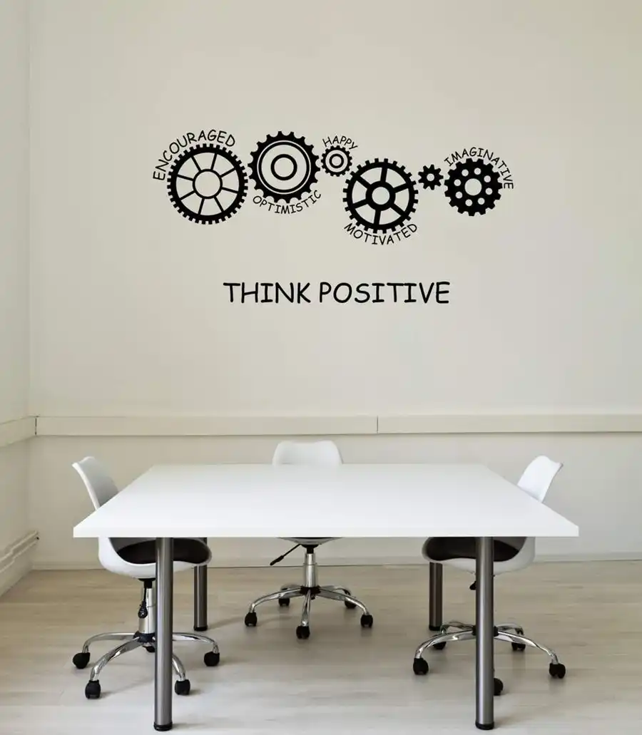 Motivational Vinyl Wall Decal Quote Think Positive Office Space Decor