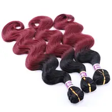 REYNA черный к бургундскому Жаростойкие тела переплетения синтетические волосы пучок