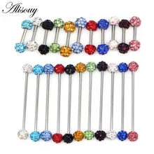 1 шт. прямые Промышленные Штанги Бар язык пирсинг из нержавеющей стали пирсинг для ушного козелка Кольца Кристалл Ferido диско шар тела ювелирные изделия
