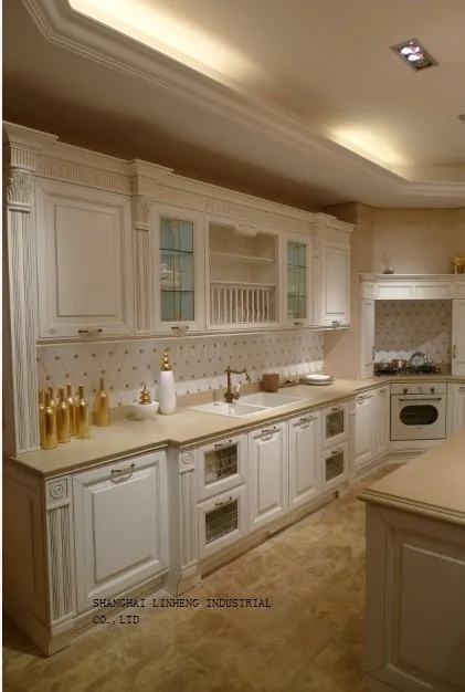 Кремовый цветной Вишневый кухонный шкаф (LH-SW068)
