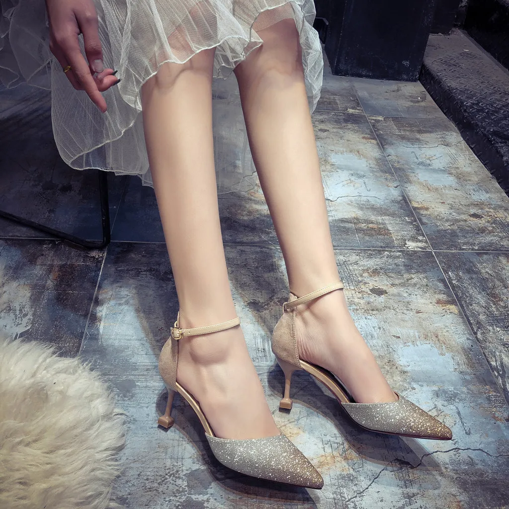 High Heel Wedding Shoes Female Stiletto Shoes Bridesmaid Single Shoes Sandals summer sandals women 2019 sandals high heels