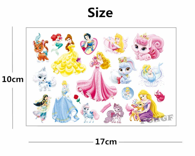 الكرتون لطيف أميرة و pet الطفل فلاش الوشم هيئة مؤقتة الفن ملصقا 17*10 سنتيمتر ألم الوشم للماء شحن مجانا