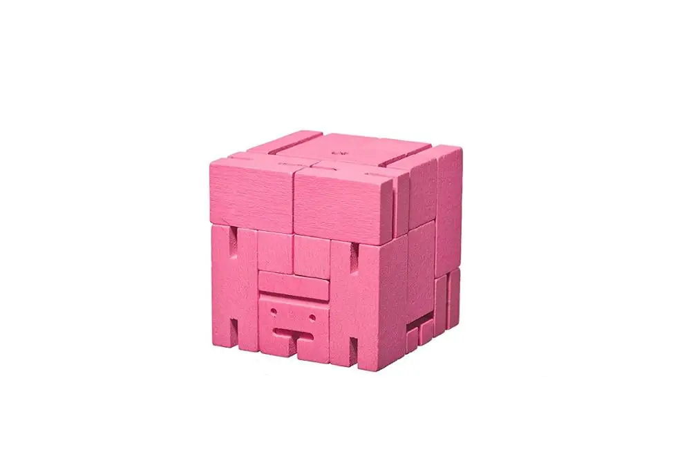 Большой 25*17 см Деревянный Cubebot куб робот-головоломка Складная сборка обучающая научная Новинка игрушка для детей подарок для мальчика - Цвет: pink