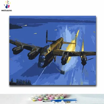 

DIY Coloring paint by numbers aircraft paintings by numbers with kits 40x50 framed