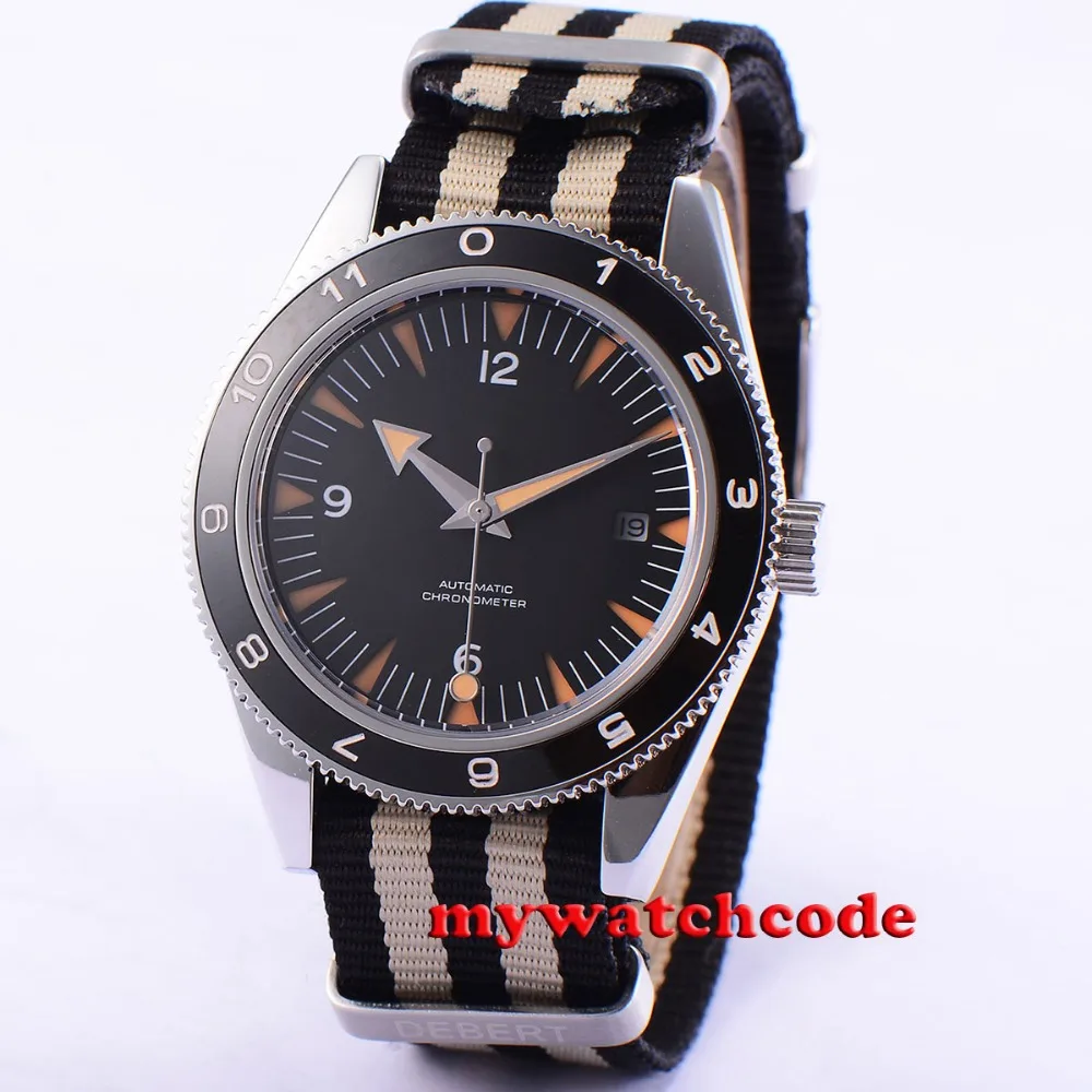 

41mm Debert schwarz Zifferblatt Saphirglas Miyota Automatikwerk mens watch uhr
