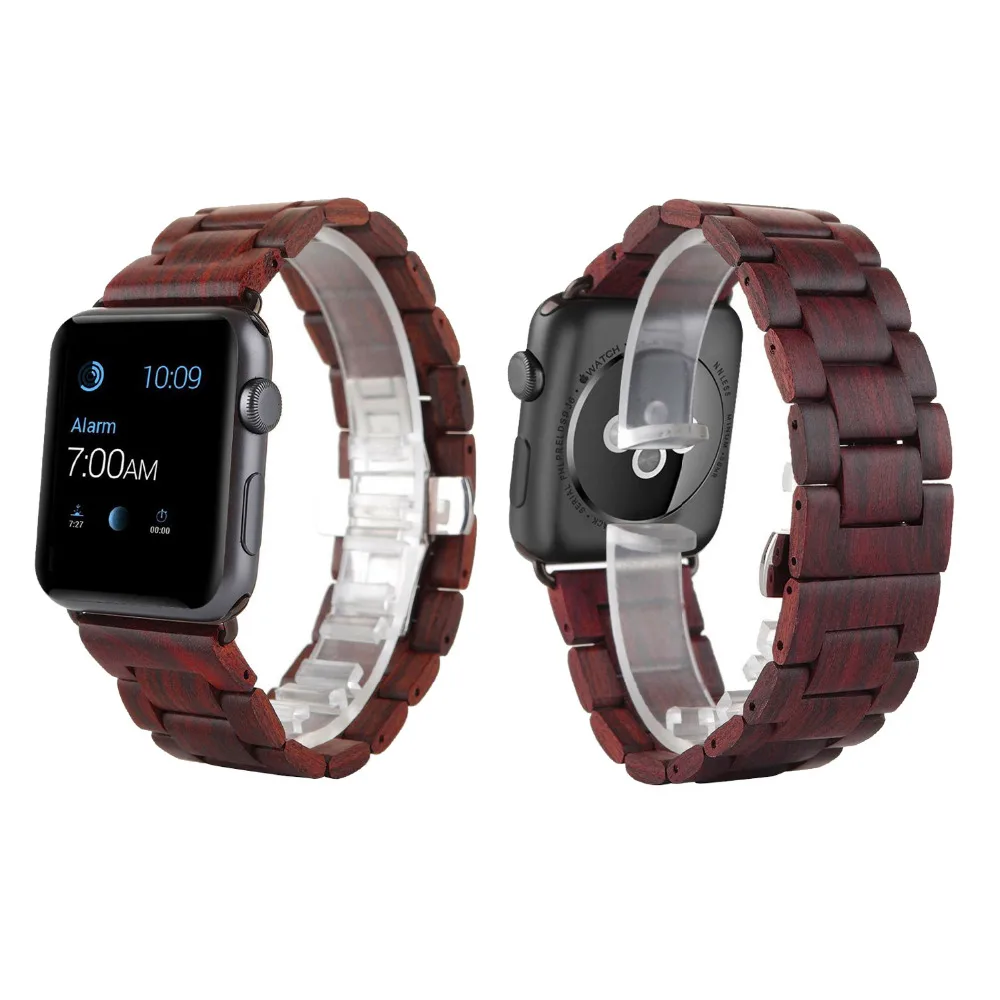 

Natural Wooden band for apple watch band 42mm/38mm 3 2 1 iwatch bands Metal Butterfly buckle Bracelet wrist belt watchbands