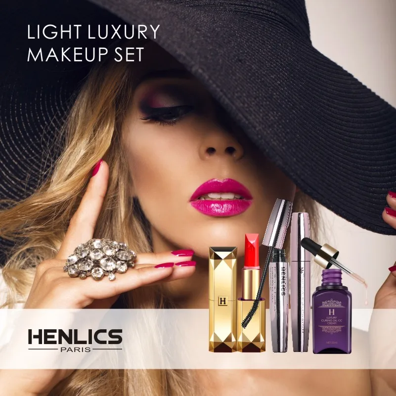 

HENLICS 3Pcs Light Luxury Cosmetics Makeup Sets Make Up Cosmetics Gift Set Tool Kits with 1 CC Cream and Lipstick and Mascara