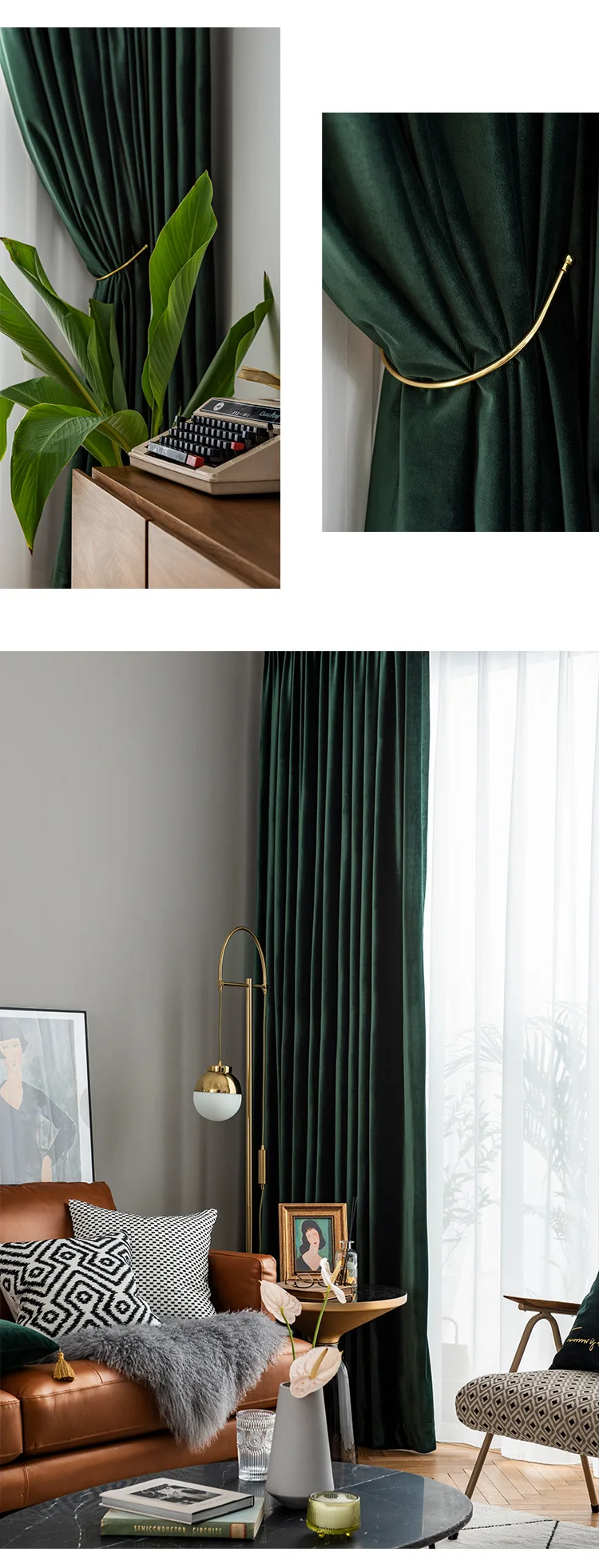 High Shading Solid Color Luxury Velvet Blackout Windows Curtain Drape Panel For Living Room Bedroom Home Decoration T206#18