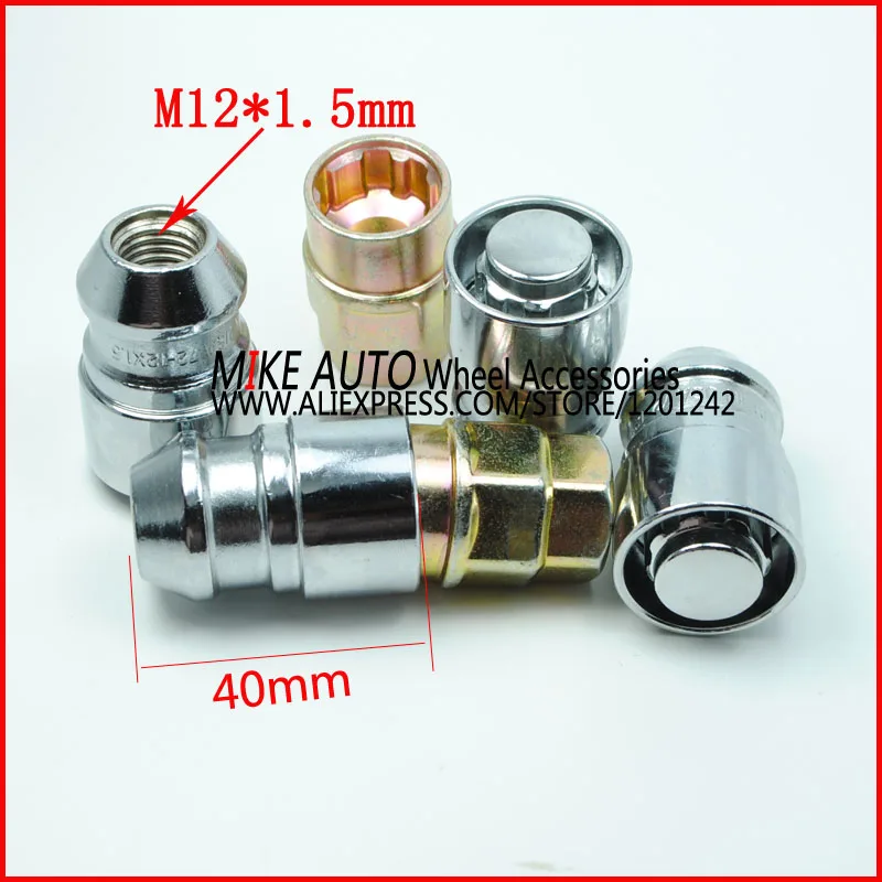 

4nuts+2keys M12x1.50 Long Wheel Lock Nuts with rotation steel ring Anti theft Security Nut for wheels / Rims of jeep FORD