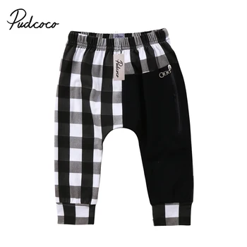 

Pudcoco Toddler Kids Boys Plaid Zipper Bottom Pants Boys Casual Panty Harem Pants Trousers