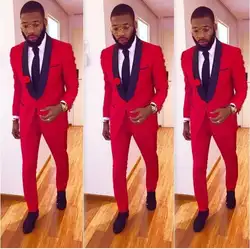 2018 черные мужские формальные костюмы с отложным воротником и штанами, модный красный Лучший мужской костюм, мужские свадебные костюмы