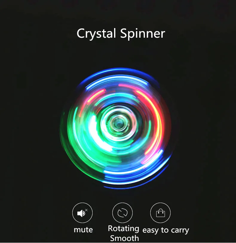 Transparent crystal plastic LED Light hand spinner light Crystal Luminous led EDC For Autism Focus Anxiety Stress Toys | Игрушки и хобби