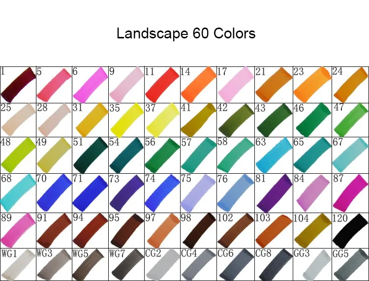 60 шт./лот, низкая цена, цветной 60-цветный художественный маркер с двумя наконечниками для рисования и дизайна, школьные канцелярские принадлежности и офисные принадлежности