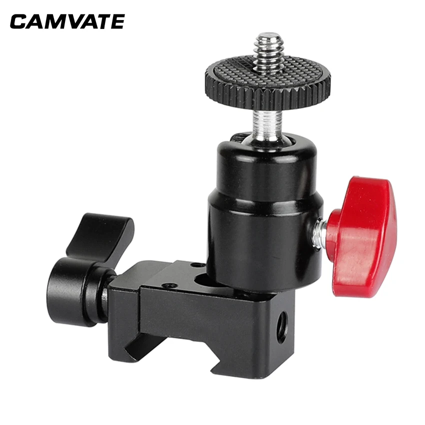 

CAMVATE 1/4"-20 Mini Ball Head With NATO Clamp For DSLR Camera Monitor C2036