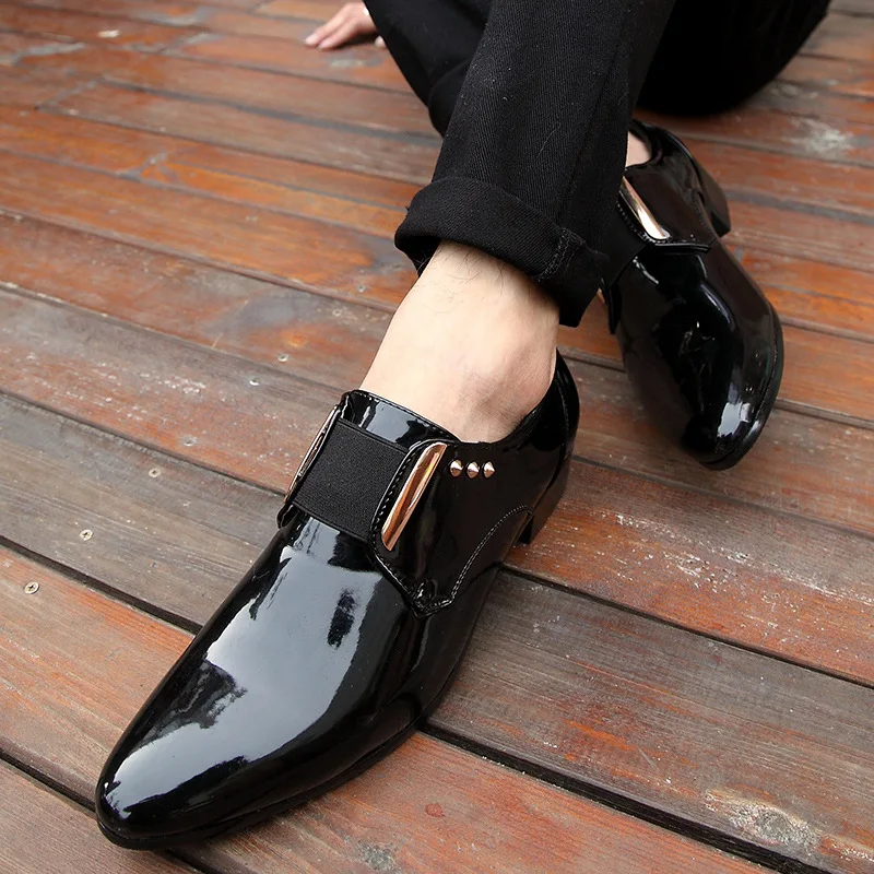 Verni Hommes Parti En Habillées Chaussures Mocassin Mariage De Cuir Italienne chocolat 2019 D'affaires Marque Pour Noir Homme Oxford IwqACU