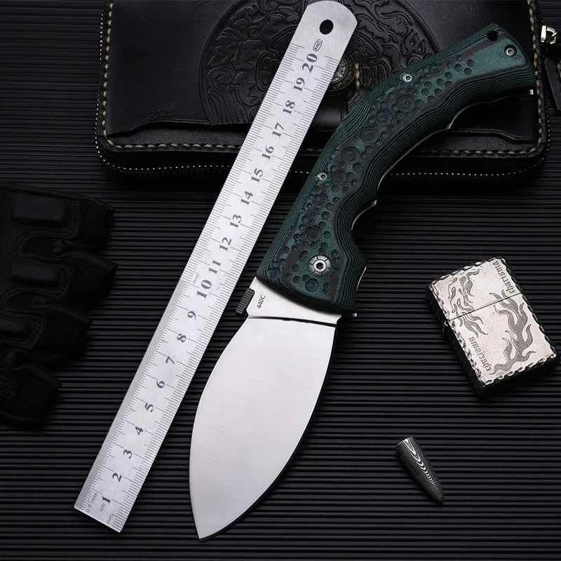 

58HRC 440C blade Mikata handle Green folding knife tactical knife outdoor camping EDC tool Hunting Pocket Knife