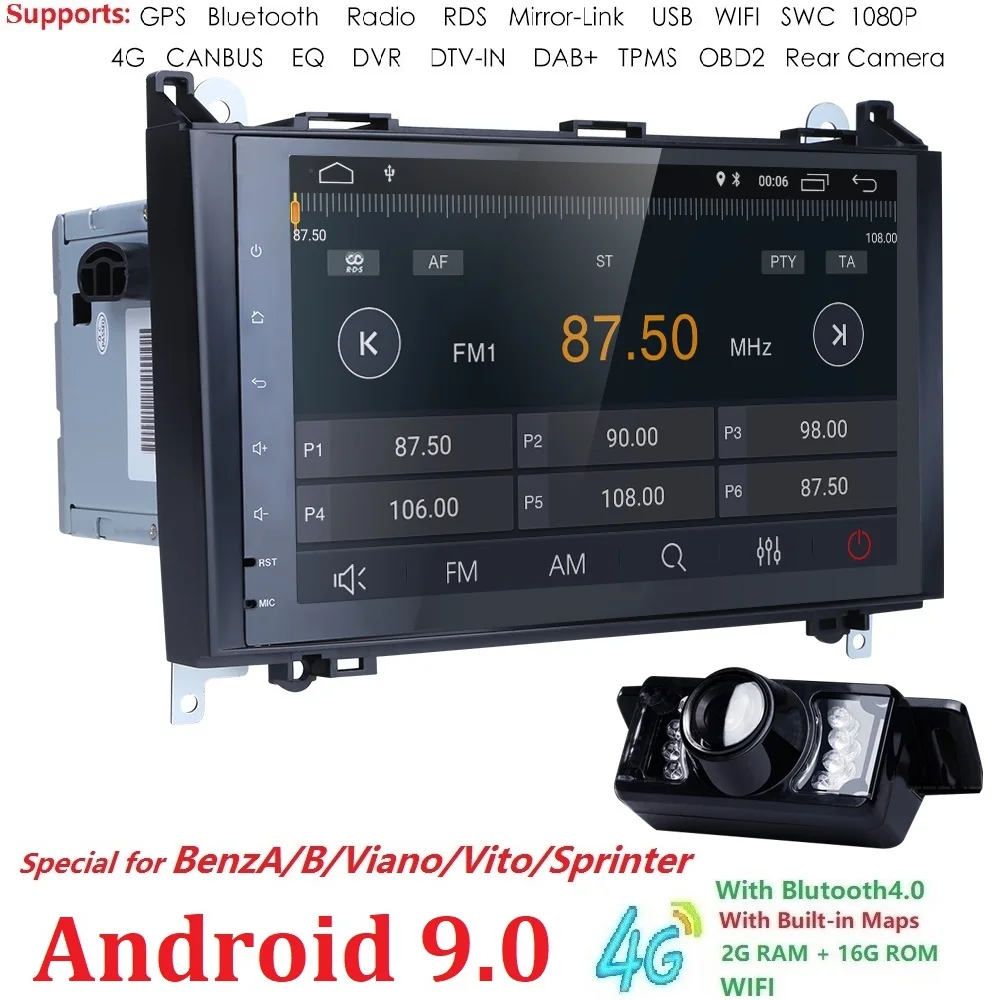 Top Android 9 Car Nav GPS Head unit for Mercedes Benz B200 A B Class W169 W245 Viano Vito W639 Sprinter W906 Bluetooth Radio DSP IPS 2