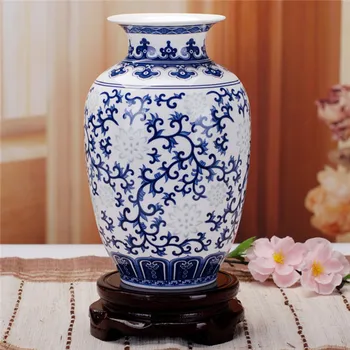 

Jingdezhen Rice-pattern Porcelain Chinese Vase Antique Blue-and-white Bone China Decorated Ceramic Vase