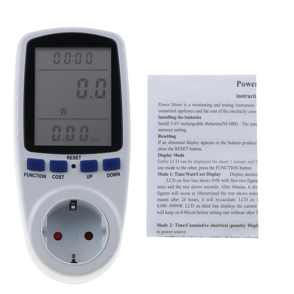 

Digital Power Meter EU Plug Voltage Wattmeter Power Analyzer Watt Calculator Monitor Energy Meter Measuring socket analyzer