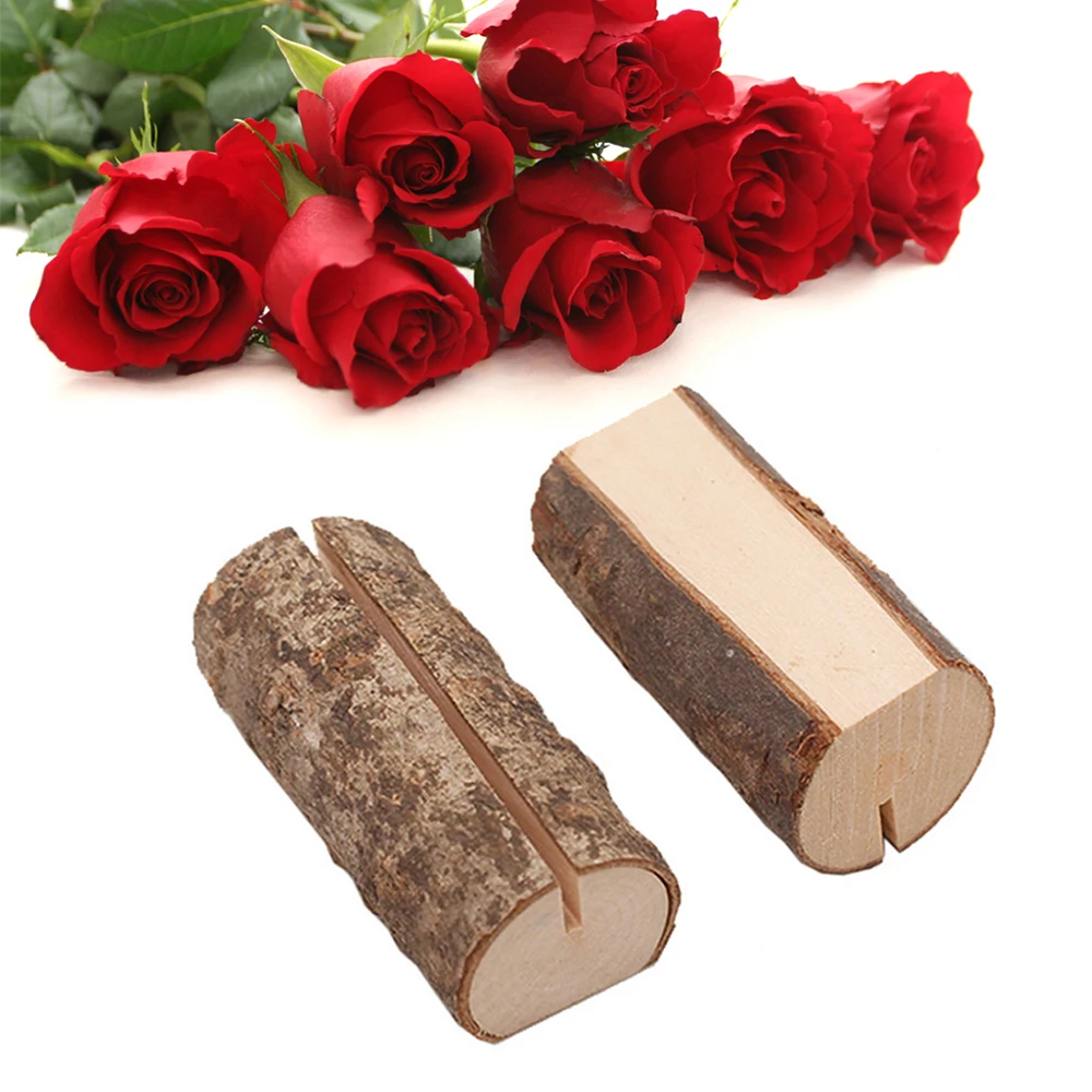

Wedding Place Mark Decoration Wedding Wooden Name Place Card Holders Stump Shape Table Menu Stand Number Name Holder