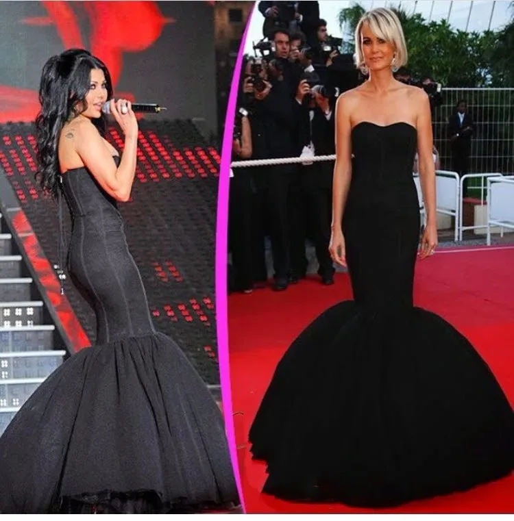 Elegant Black Puff Tulle Sweetheart Mermaid Evening Dress 2016 Vestido De Festa Off The Shoulder