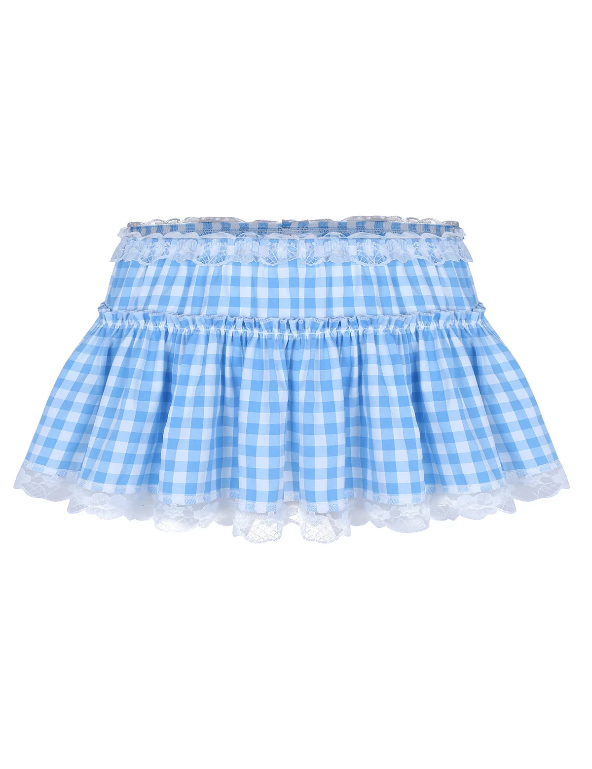 Мини-юбка унисекс для мужчин и женщин, сексуальная короткая юбка с эластичным поясом, плиссированная клетчатая юбка с кружевным подолом