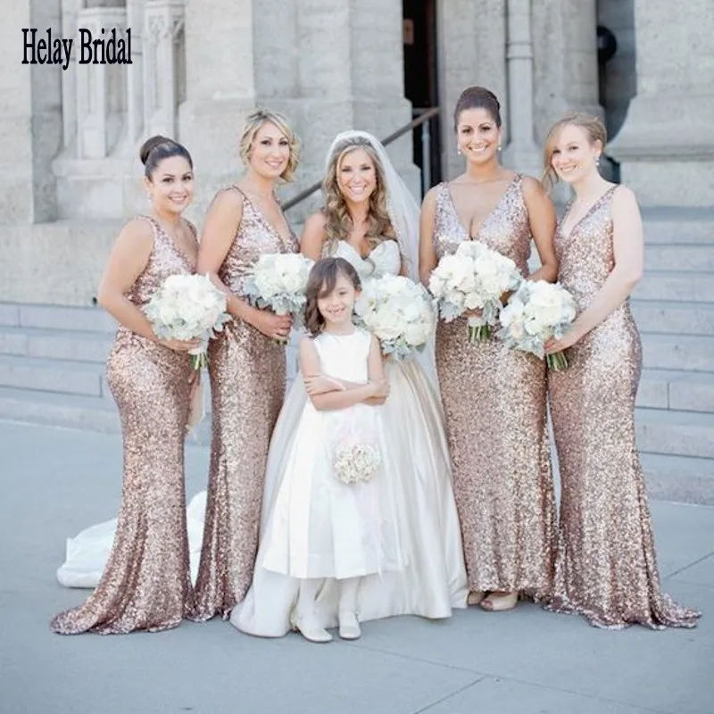 sparkly champagne bridesmaid dresses
