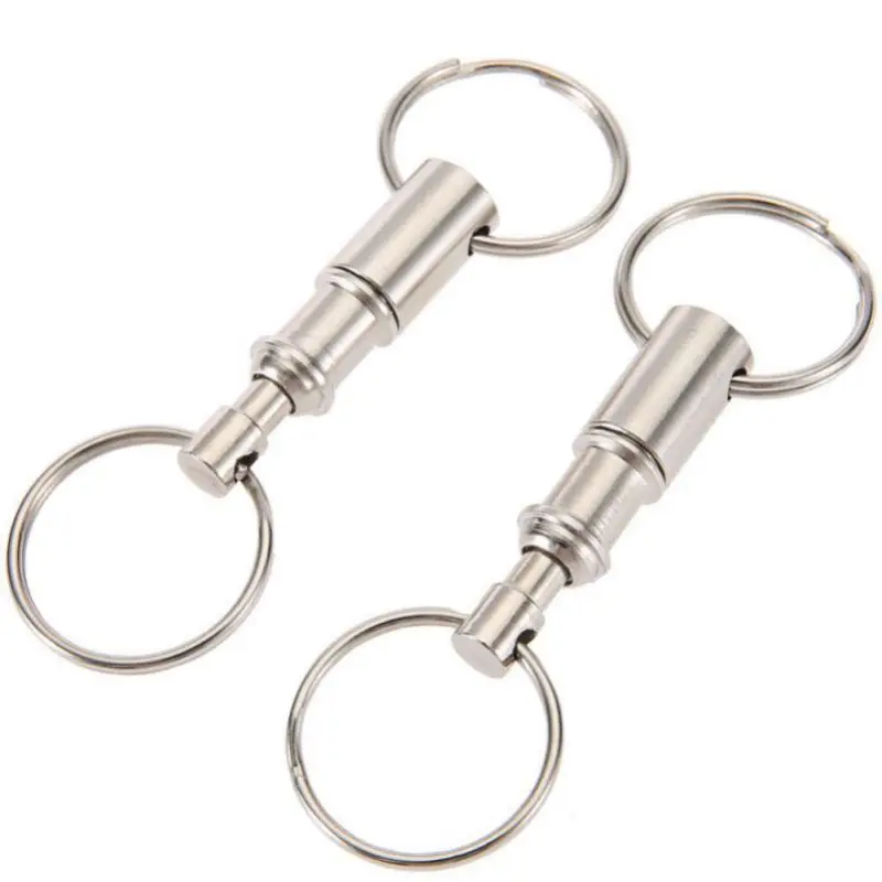 

2PC Removable Keyring Quick Release Keychain Dual Detachable Key Ring Snap Lock Holder Steel Chrome Plated Pull-Apart Key Rings