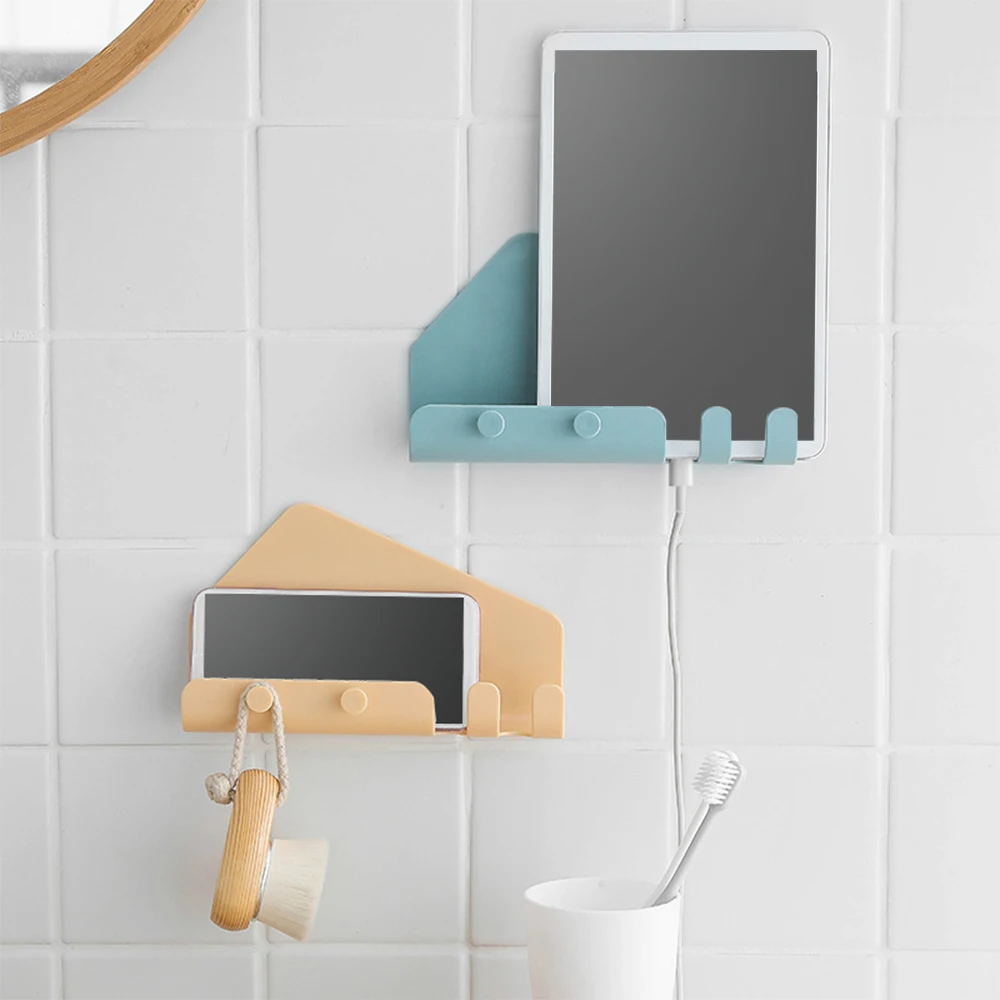 

IVYSHION 1PC Universal Wall Mounted 4 Hooks Charger Mobile Phone Holder Hook Hanging Cellphone Tablet Charging Stand Bracket