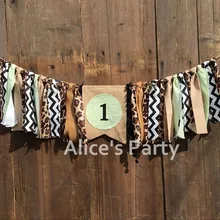 Пользовательский сафари высокий стул баннер джунгли Праздничная гирлянда для дня рождения 1-ое детское украшение душевой кабины зоо вечерние торт разбивают флаг фото реквизит