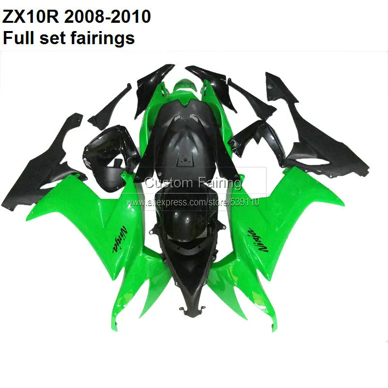 

Green ZX10R 2008 For Kawasaki Ninja ZX10R 08 - 10 2008 2009 2010 ZX-10R fairing kit fairings [XX004]