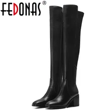 Модный бренд fedonas; женские ботфорты выше колена; высокие теплые рыцарские сапоги на высоком каблуке; пикантная танцевальная обувь с острым носком в стиле пэчворк