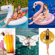 25 Style Giant Flamingo/Unicorn/Toucan/Swan/Pegasus Inflatable Pool Float Ride-On Mattress Water Party Toys For Adult Kids boia 70 inch 1 9m giant swan pvc inflatable pink flamingo ride on pool floating toy swim mat for adult child float chair pf025
