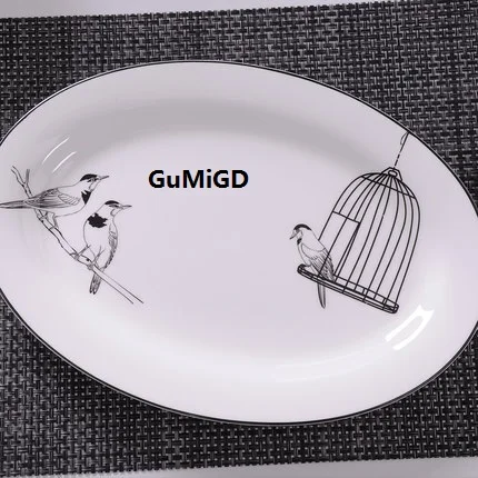 Gucinordic Simple Fish Dish Steamed Bone Oval Large Gucinordic Simple Fish Dish Steamed Bone Oval Large Ceramic Plate Microwave Oven Tableware Birds In Dishes Plates From Home Garden On