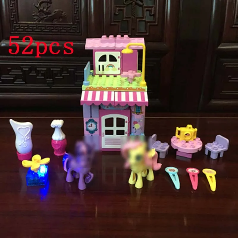 GOROCK большой строительный блок лед снег принцесса замок с светильник музыка кирпич лошадь Карета для маленьких девочек игрушки совместим с Duplo - Цвет: 52pcs without box