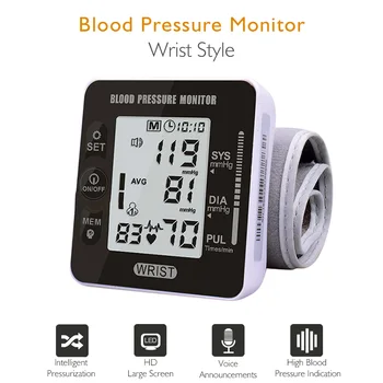 

English Manual Health Care new tensiometro digital Blood Pressure Monitor Wrist tonometer Automatic BP Blood Pressure Meter